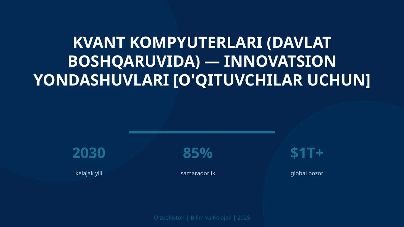 Kvant kompyuterlari (davlat boshqaruvida) — innovatsion yondashuvlari [o'qituvchilar uchun]