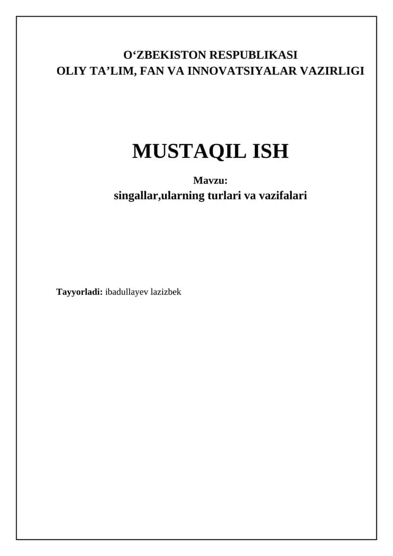 Singulyarliklar va ularning turlari