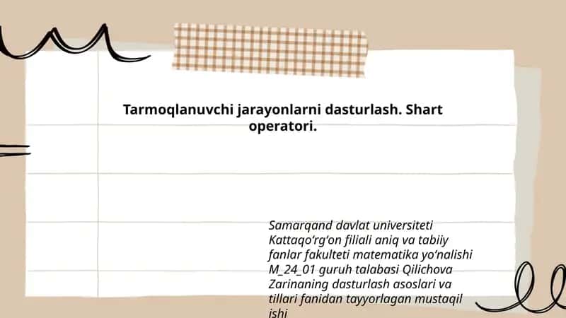 Tarmoqlanuvchi jarayonlarni dasturlash