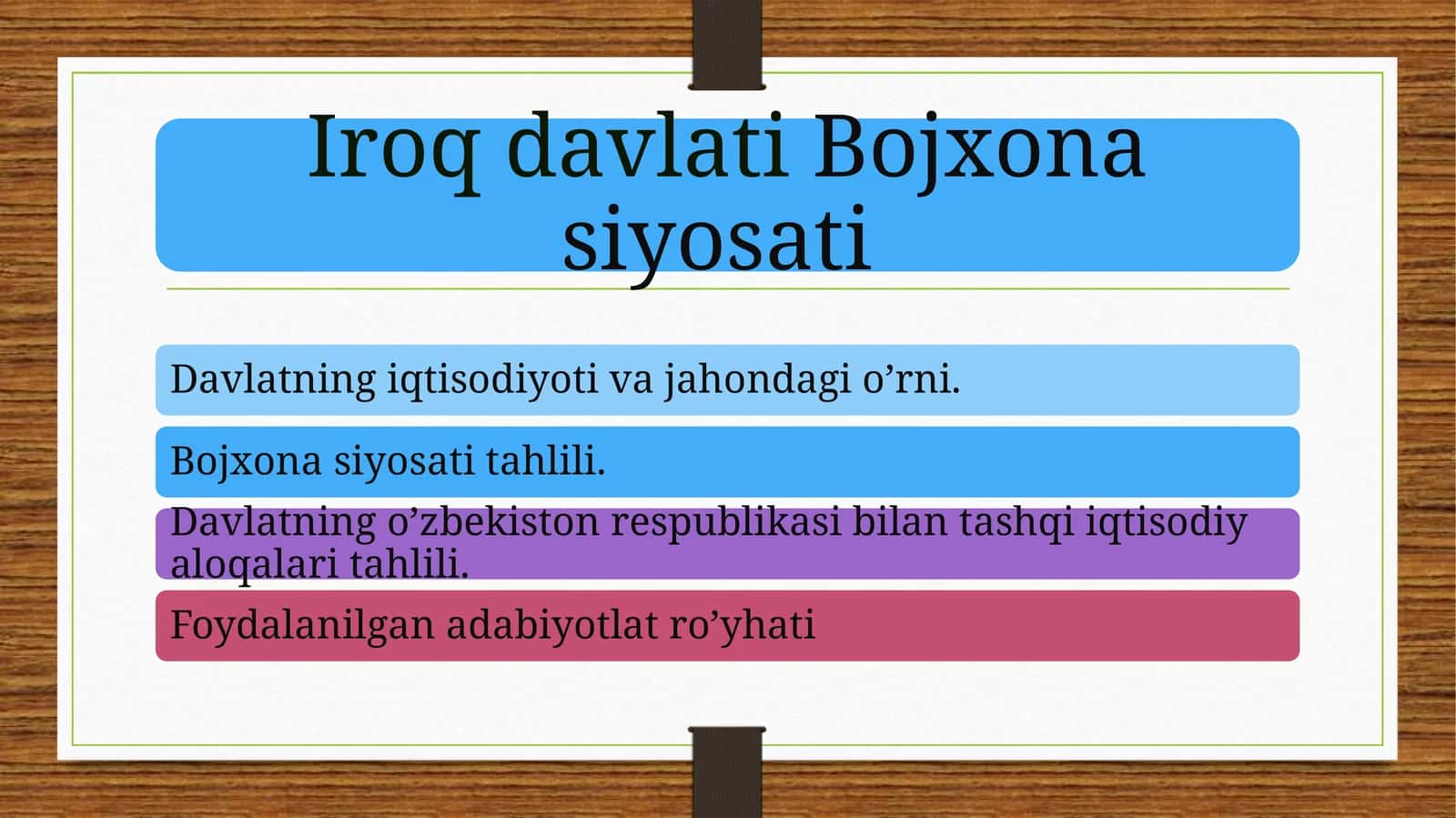 Iroq davlati Bojxona siyosati