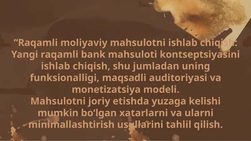 Raqamli moliyaviy mahsulotni ishlab chiqish
