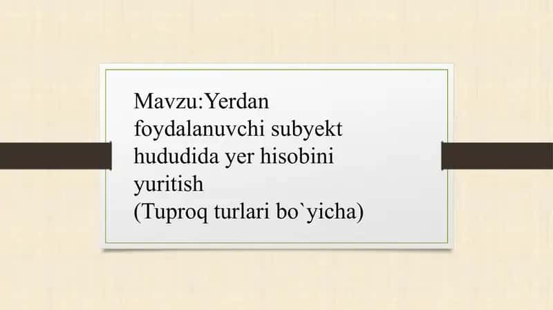 Yer hisobini yuritish