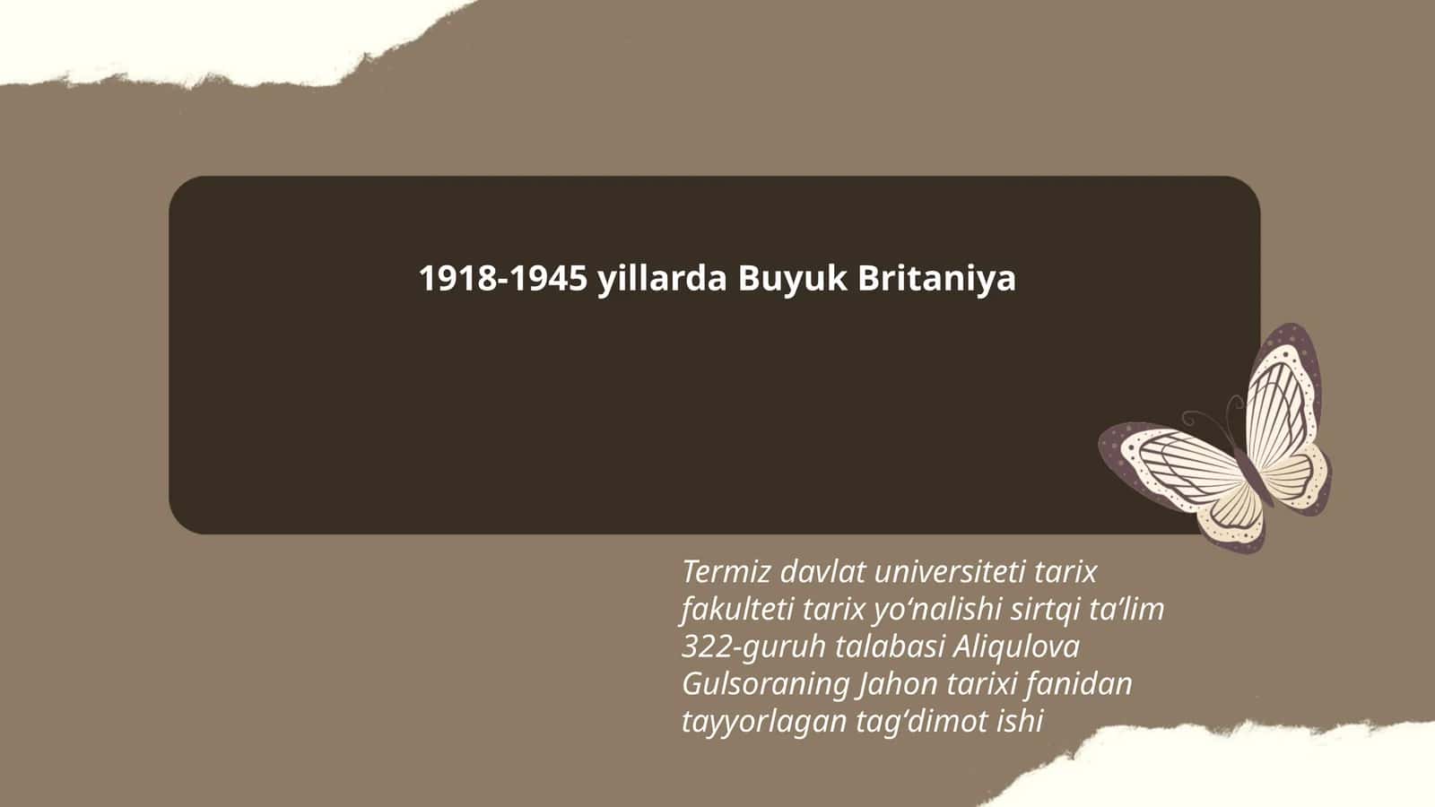 Jahon tarixi fanidan tayyorlagan tagʻdimot ishi