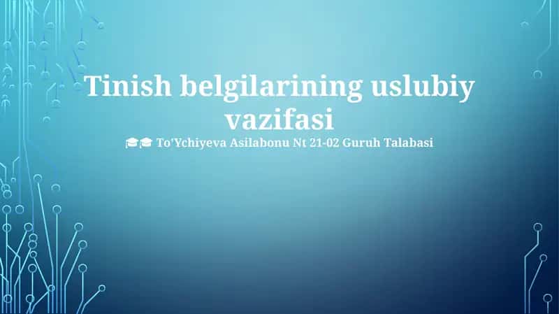 Tinish belgilarining uslubiy vazifasi