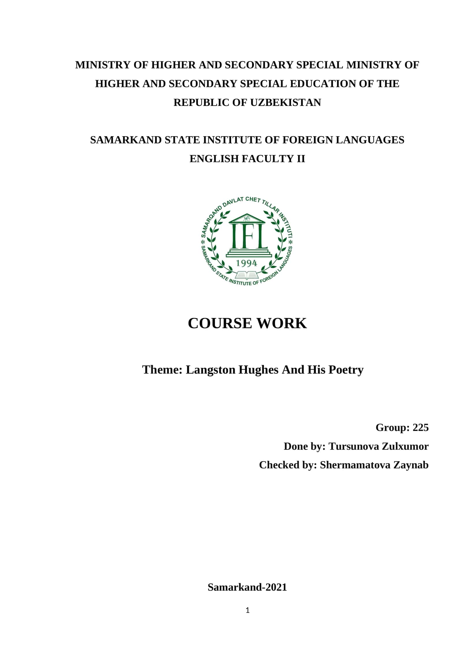 Theme: Langston Hughes And His Poetry
