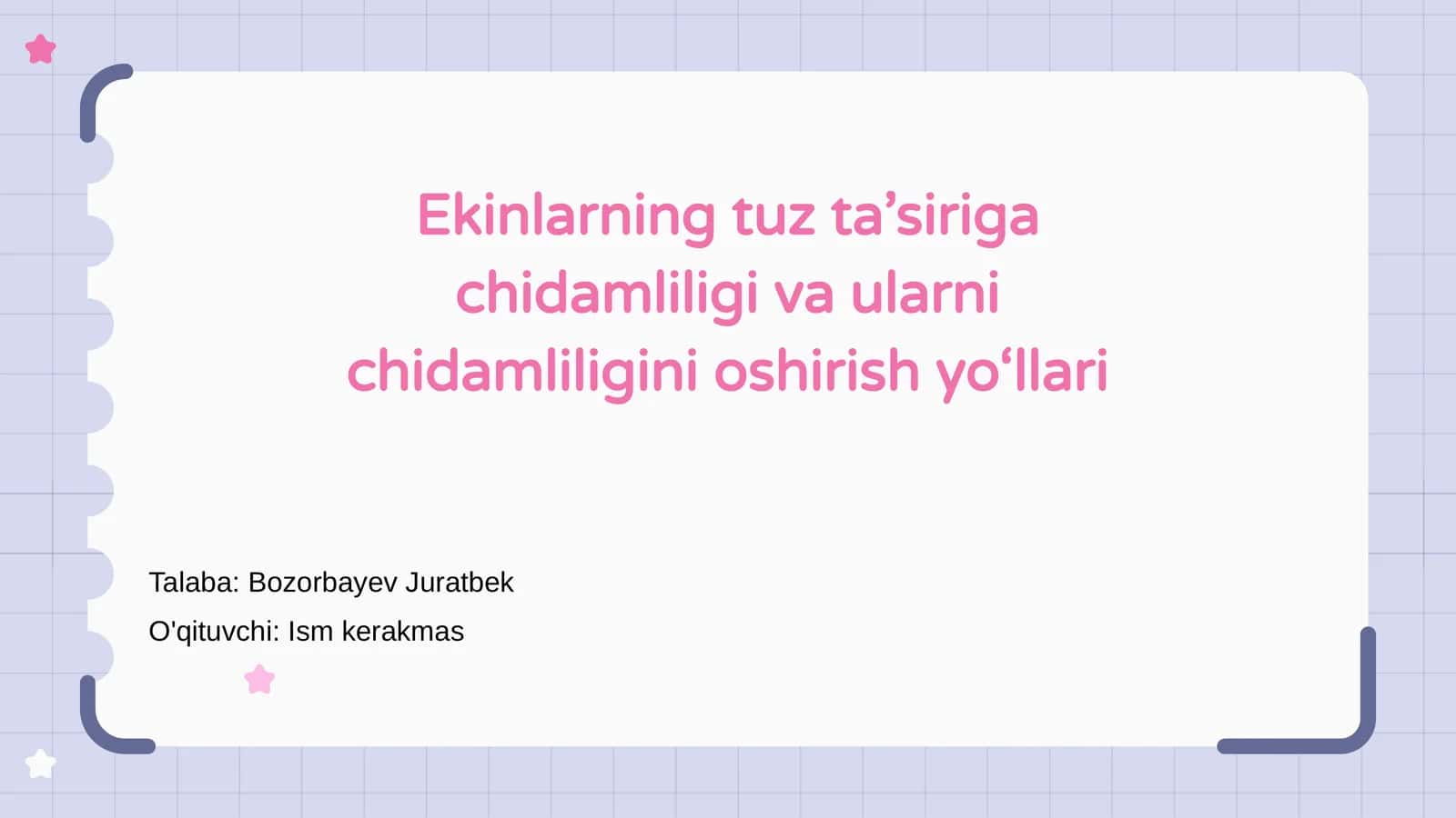 Ekinlarning Tuz Ta’siriga Chidamliligi va Ularini Chidamliligini Oshirish Yo‘llari