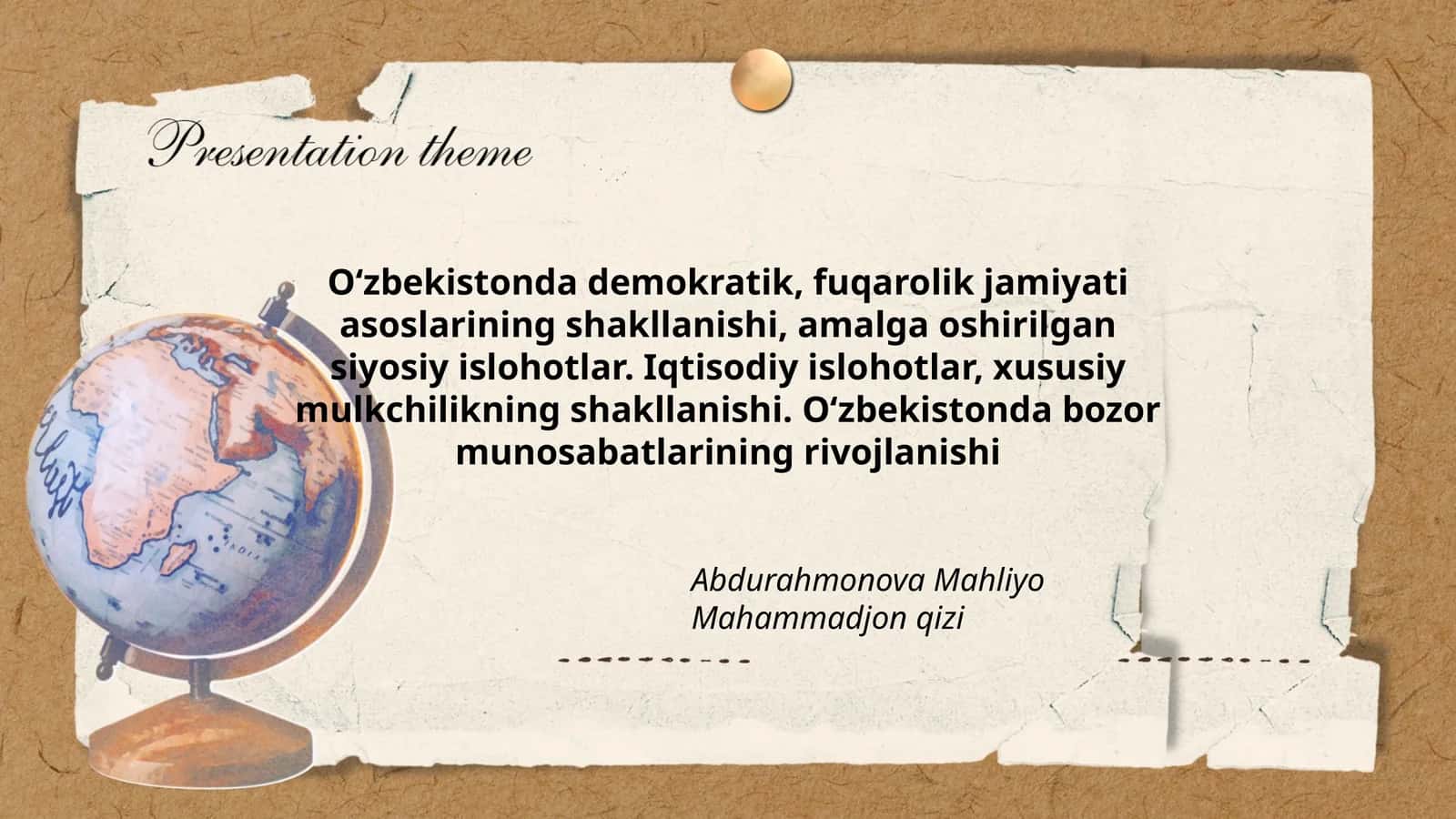 Abdurahmonova Mahliyo Mahammadjon qizi