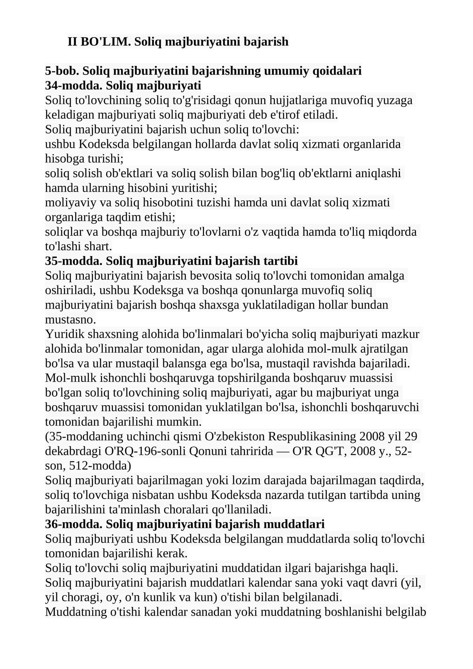 Soliq majburiyatini bajarish