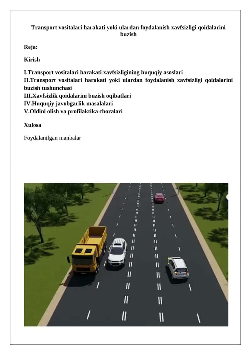 Transport xavfsizligi tushunchasi