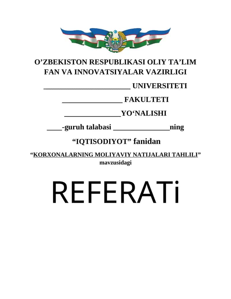 KORXONALARNING MOLIYAVIY NATIJALARI TAHLILI