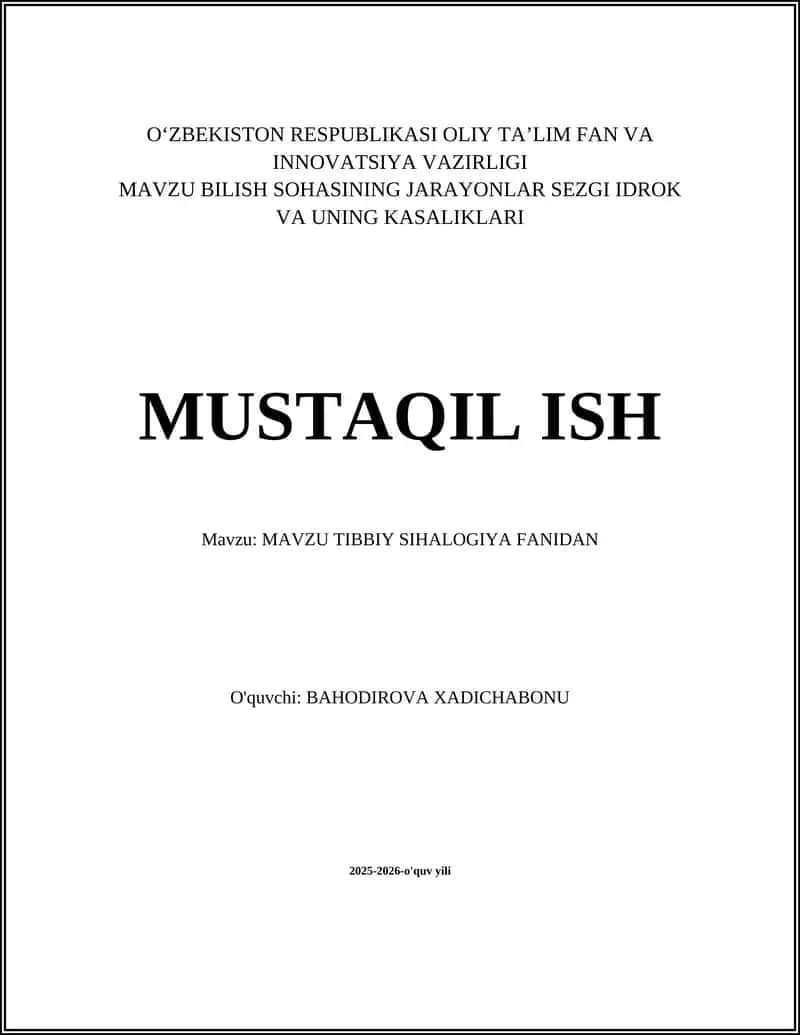 MAVZU TIBBIY SIHALOGIYA FANIDAN