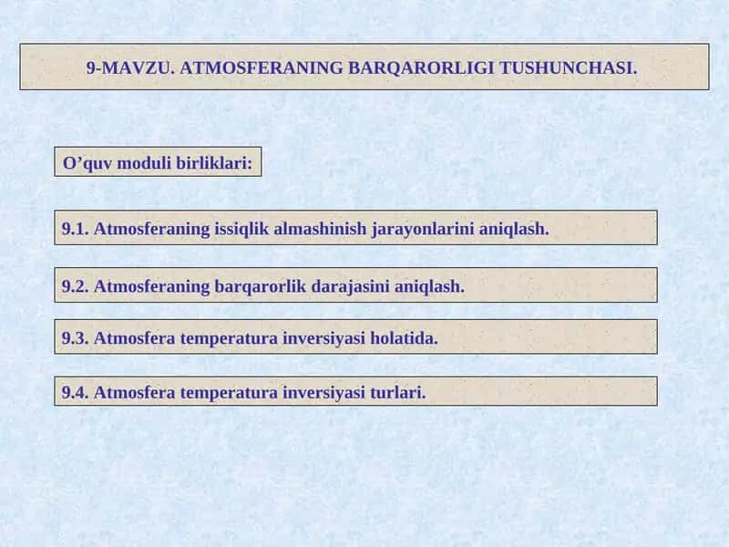 ATMOSFERANING BARQARORLIGI TUSHUNCHASI