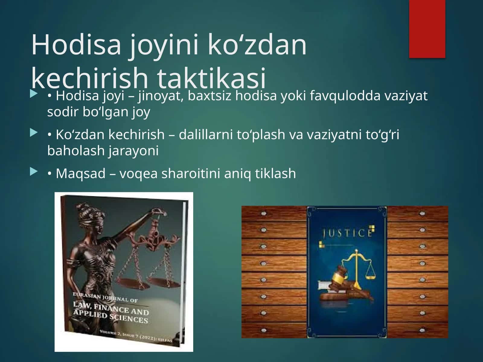 Hodisa joyini ko‘zdan kechirish taktikasi