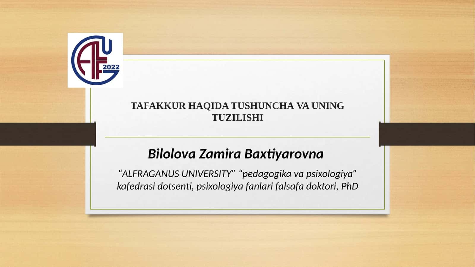 TAFAKKUR HAQIDA TUSHUNCHA VA UNING TUZILISHI