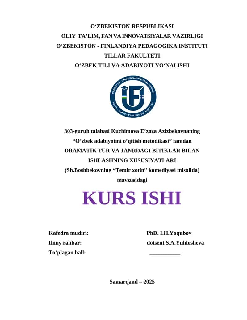 "O'zbek adabiyotini o'qitish metodikasi"