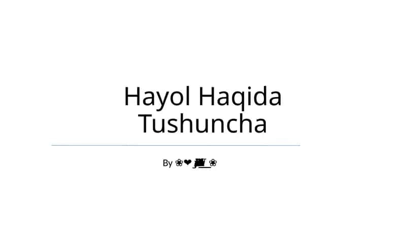 Hayol Haqida Tushuncha