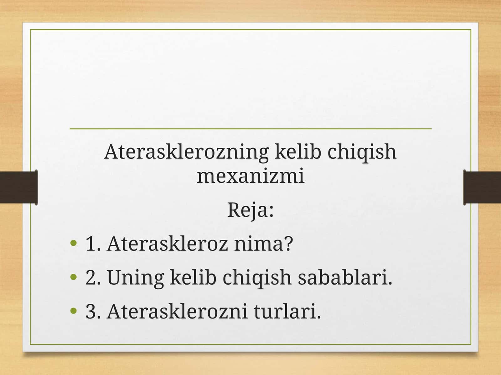 Aterasklerozning kelib chiqish mexanizmi