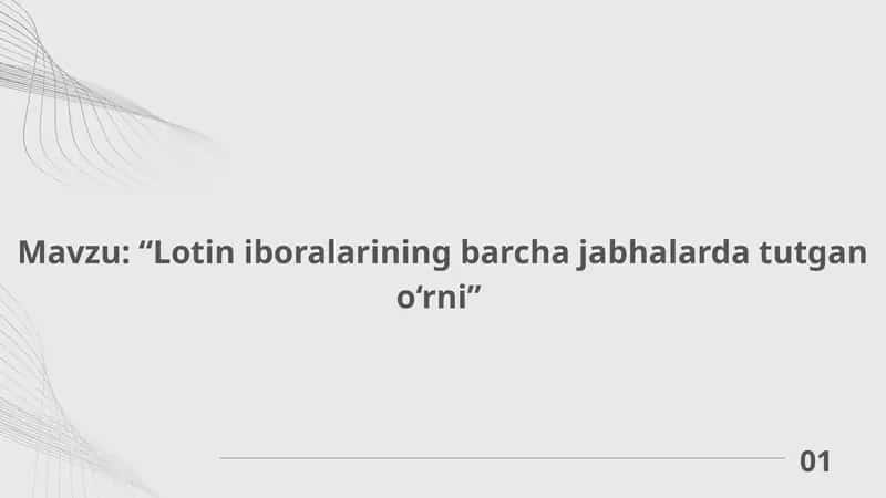 Lotin iboralarining barcha jabhalarda tutgan o‘rni