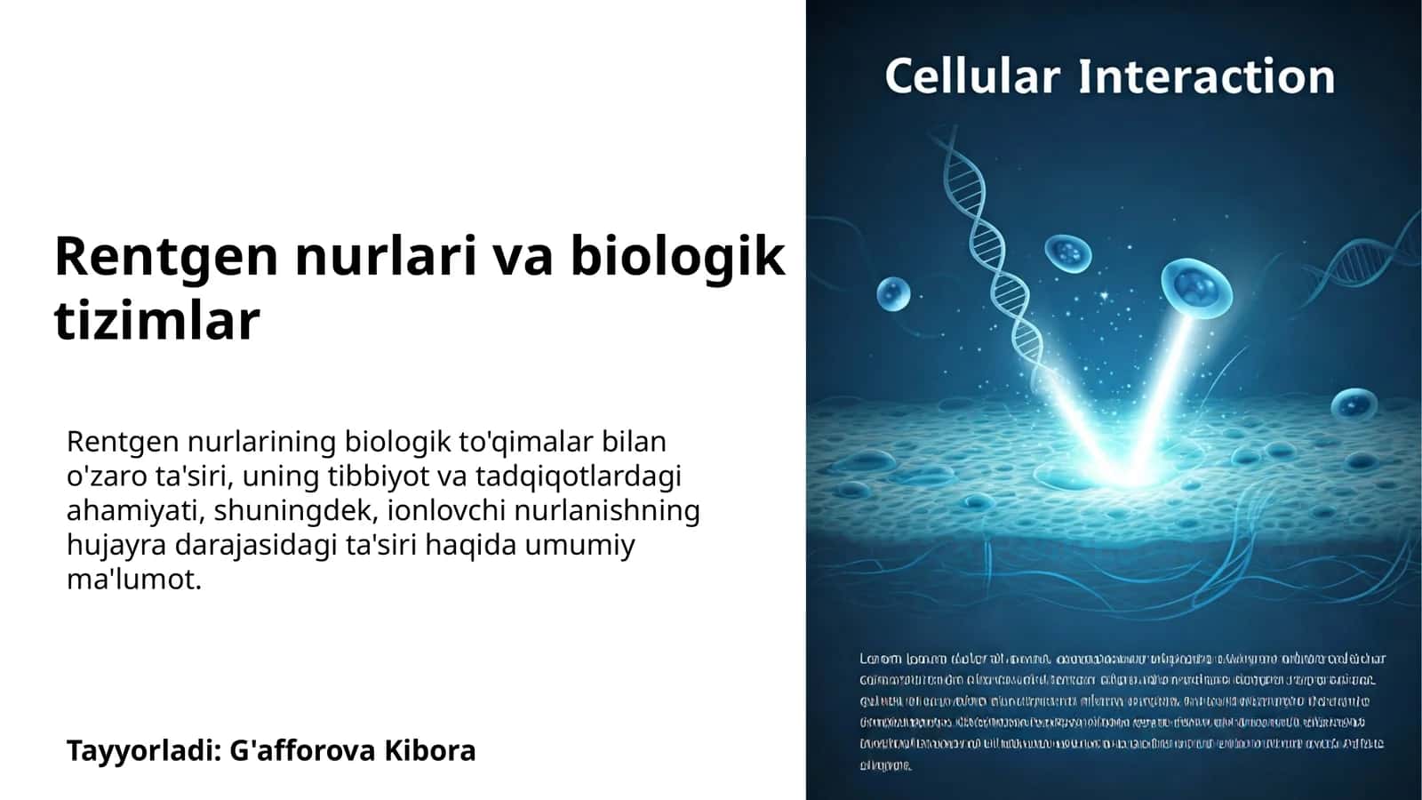 Rentgen nurlari va biologik tizimlar