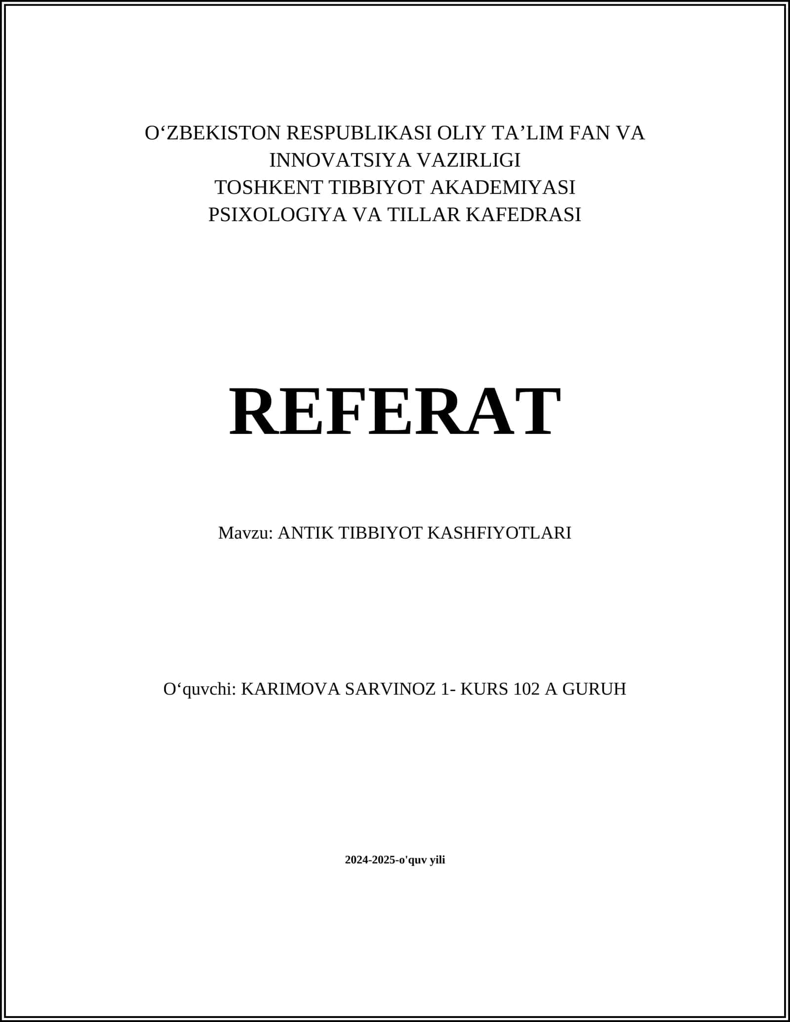 ANTIK TIBBIYOT KASHFIYOTLARI
