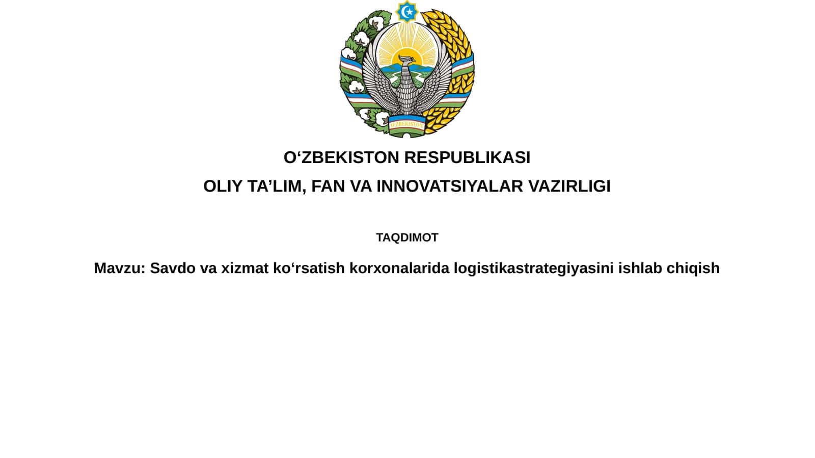 Logistika strategiyasini ishlab chiqishning asosiy elementlari