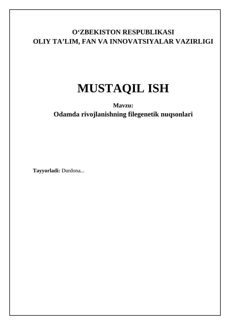 Odamda rivojlanishning filegenetik nuqsonlari