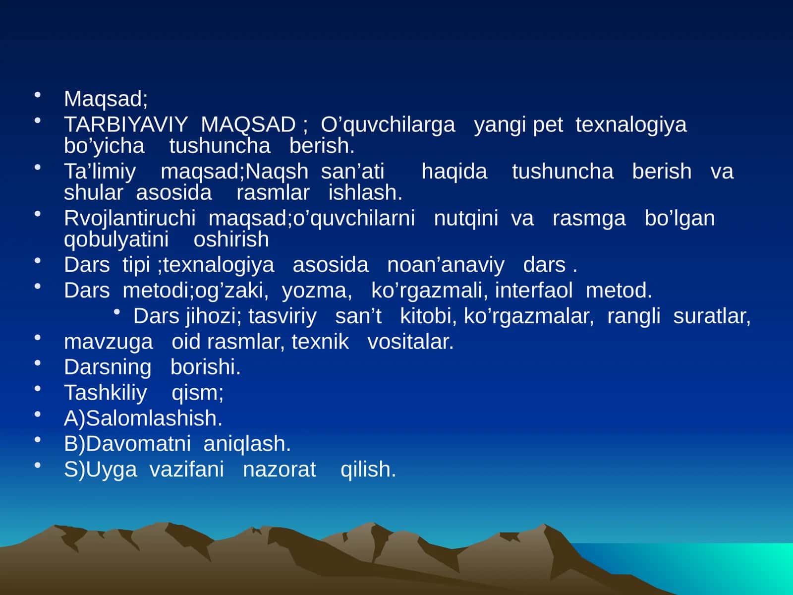 4-sinf Tasviriy san'at Naqsh san'ati mavzusida dars taqdimot