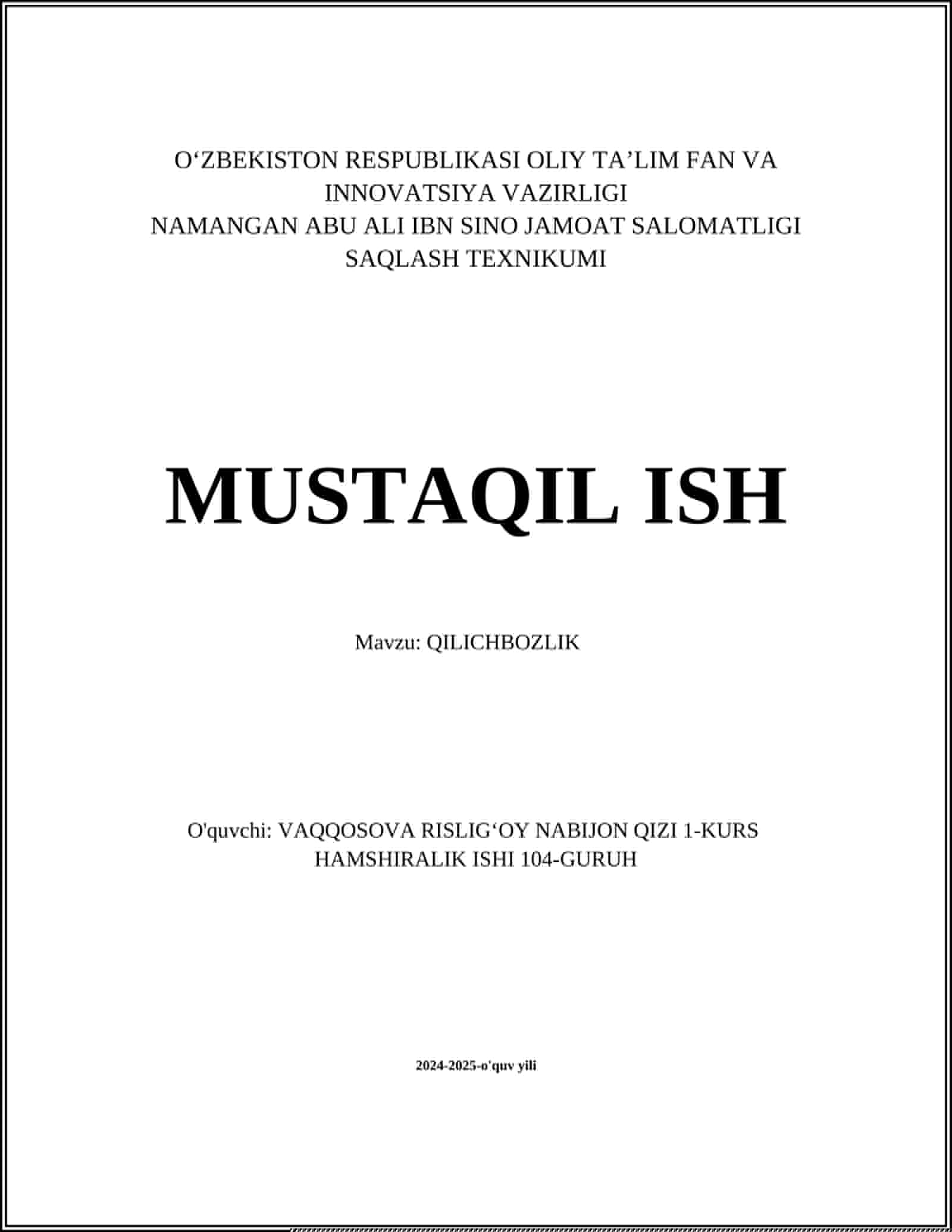 QILICHBOZLIK
