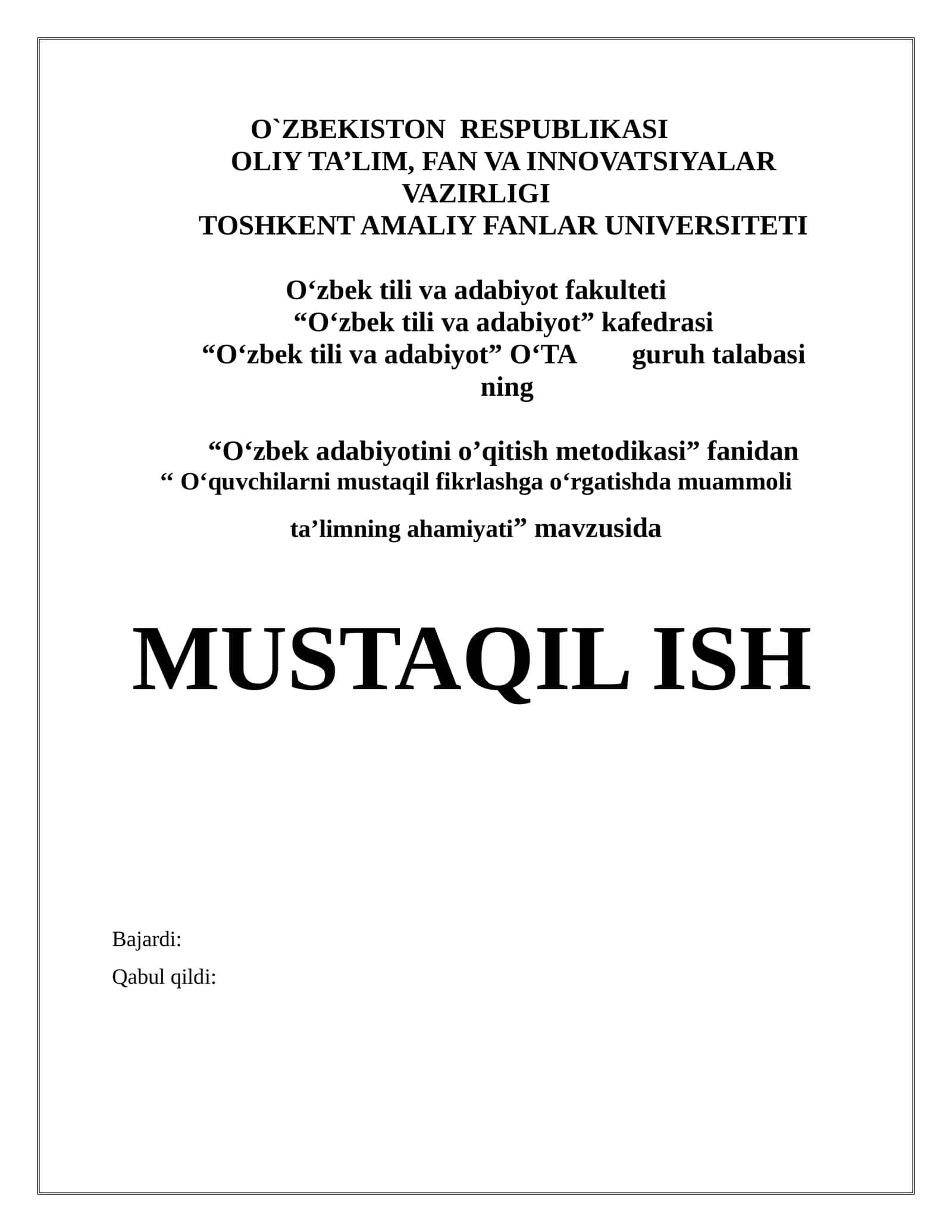 O‘quvchilarni mustaqil fikrlashga o‘rgatishda muammoli ta’limning ahamiyati