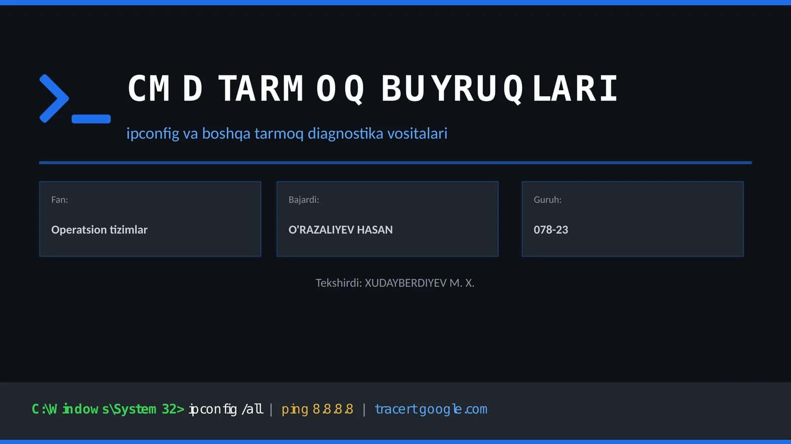 CMD TARMOQ BUYRUQLARI