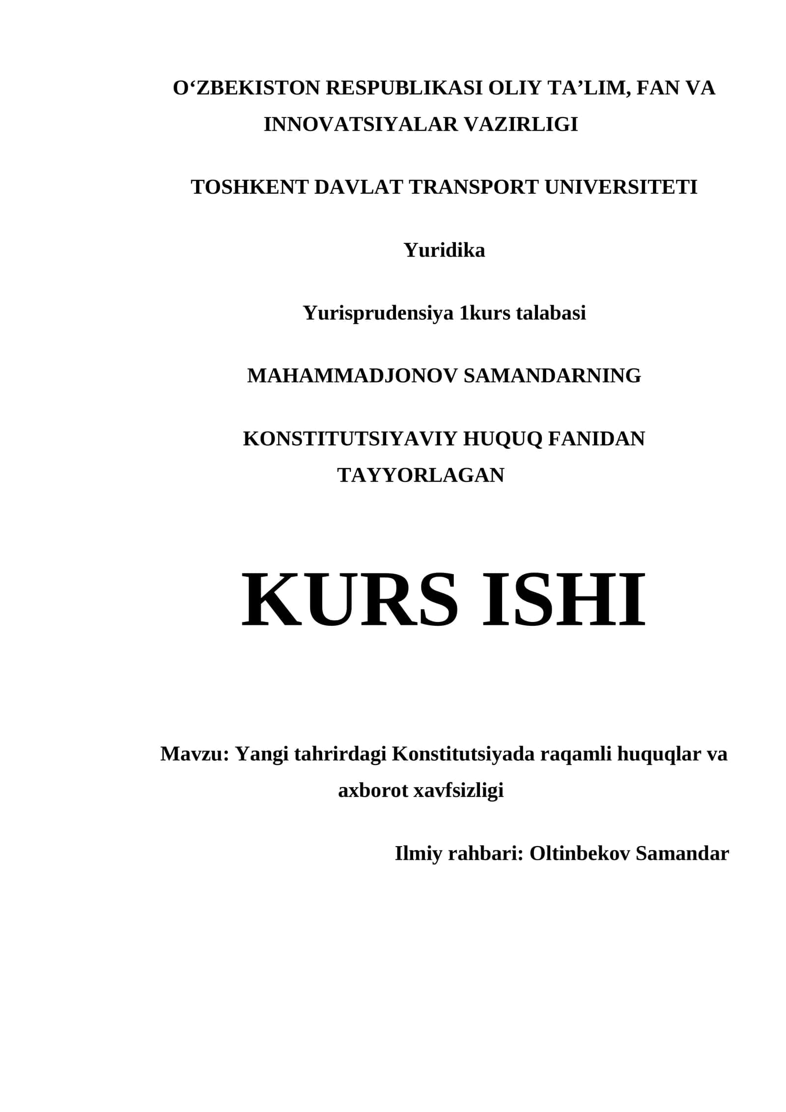 Konstitutsiyadagi raqamli huquqlar va axborot xavfsizligi