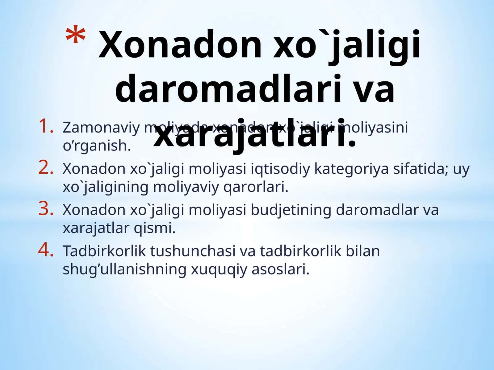 Zamonaviy moliyada xonadon xo`jaligi mоliyasini o’rganish