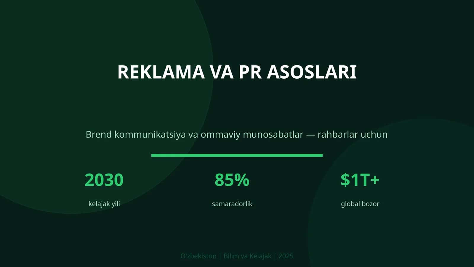 REKLAMA VA PR ASOSLARI
