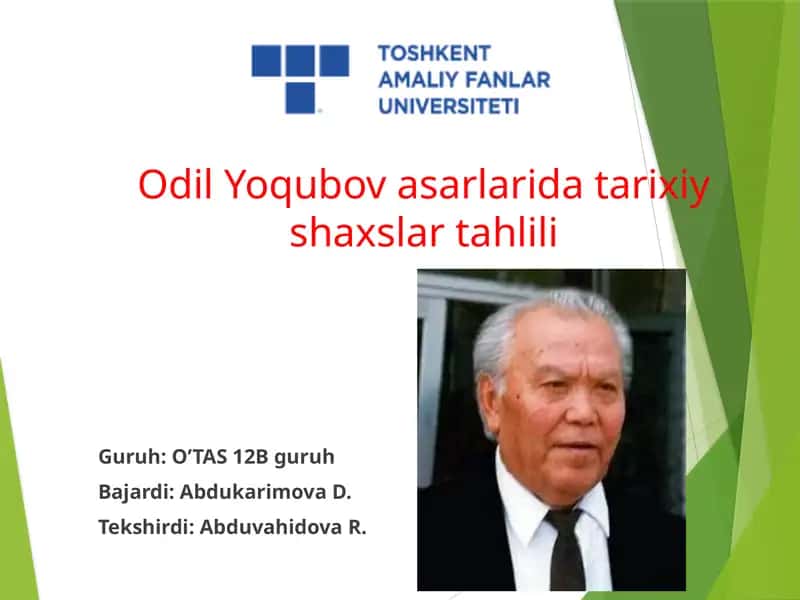 Odil Yoqubov asarlaridagi tarixiy shaxslar tahlili