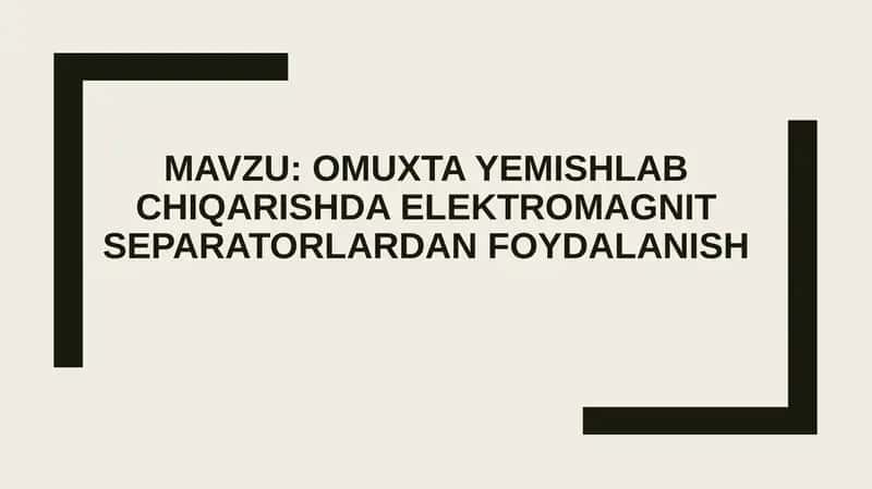 Omuxta yem ishlab chiqarishda elektromagnit separatorlardan foydalanish