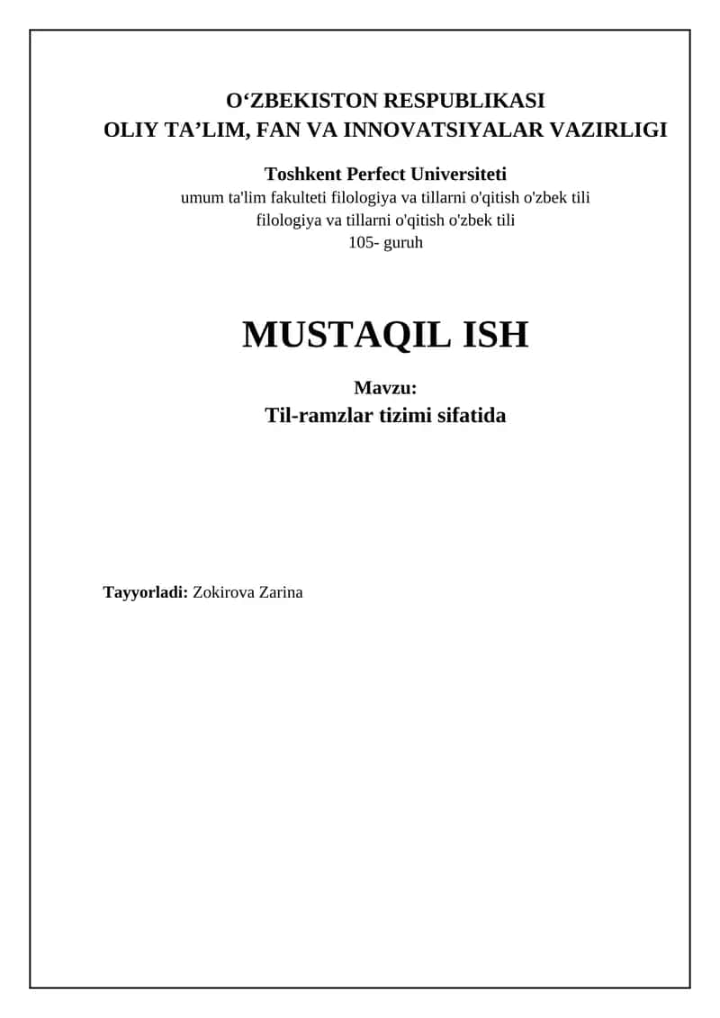 Til-ramzlar tizimi sifatida
