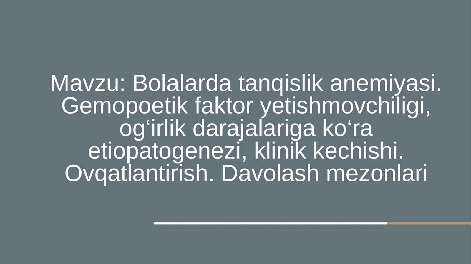 Bolalarda tanqislik anemiyasi