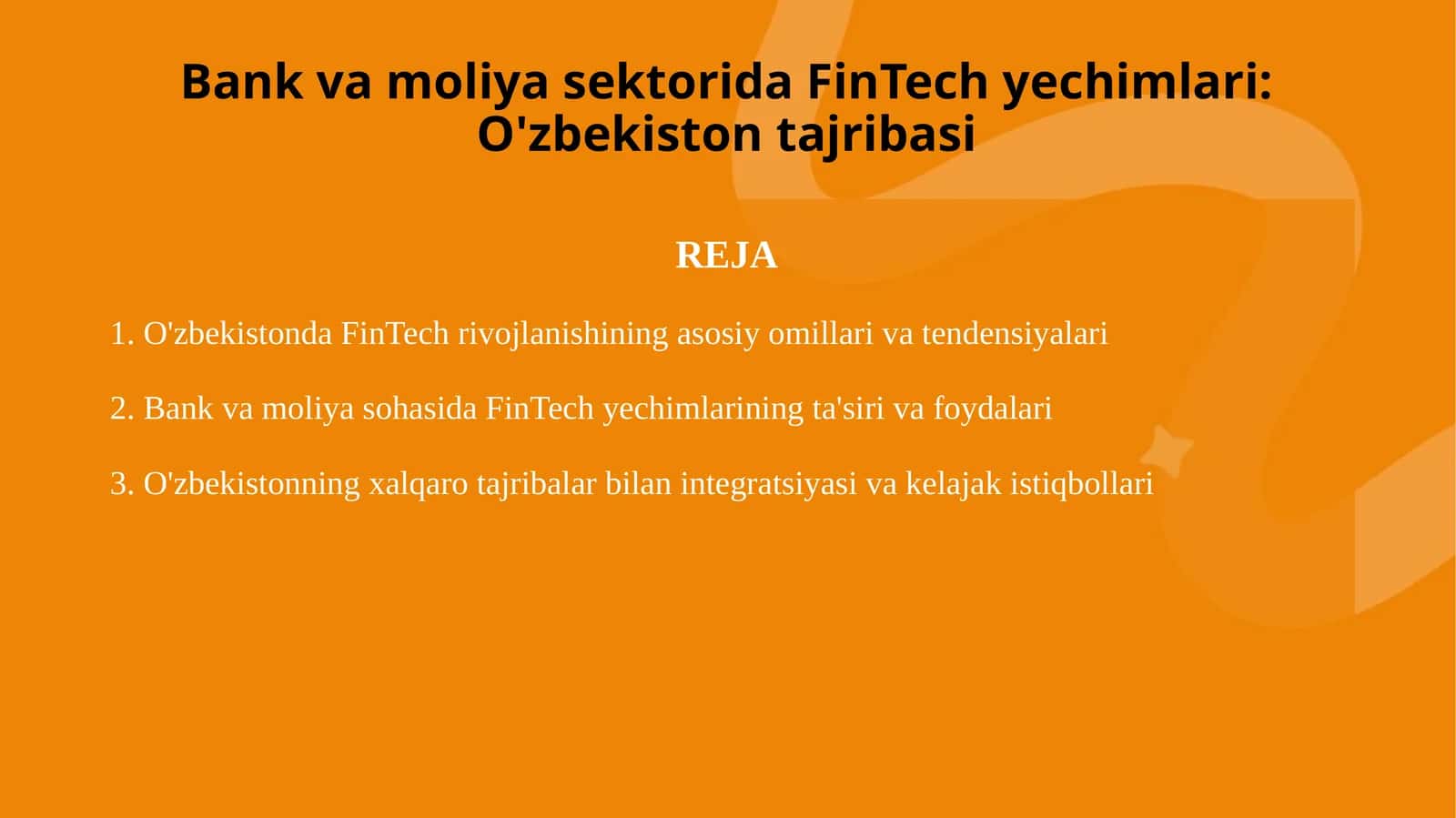 Bank va moliya sektorida FinTech yechimlari O'zbekiston tajribasi
