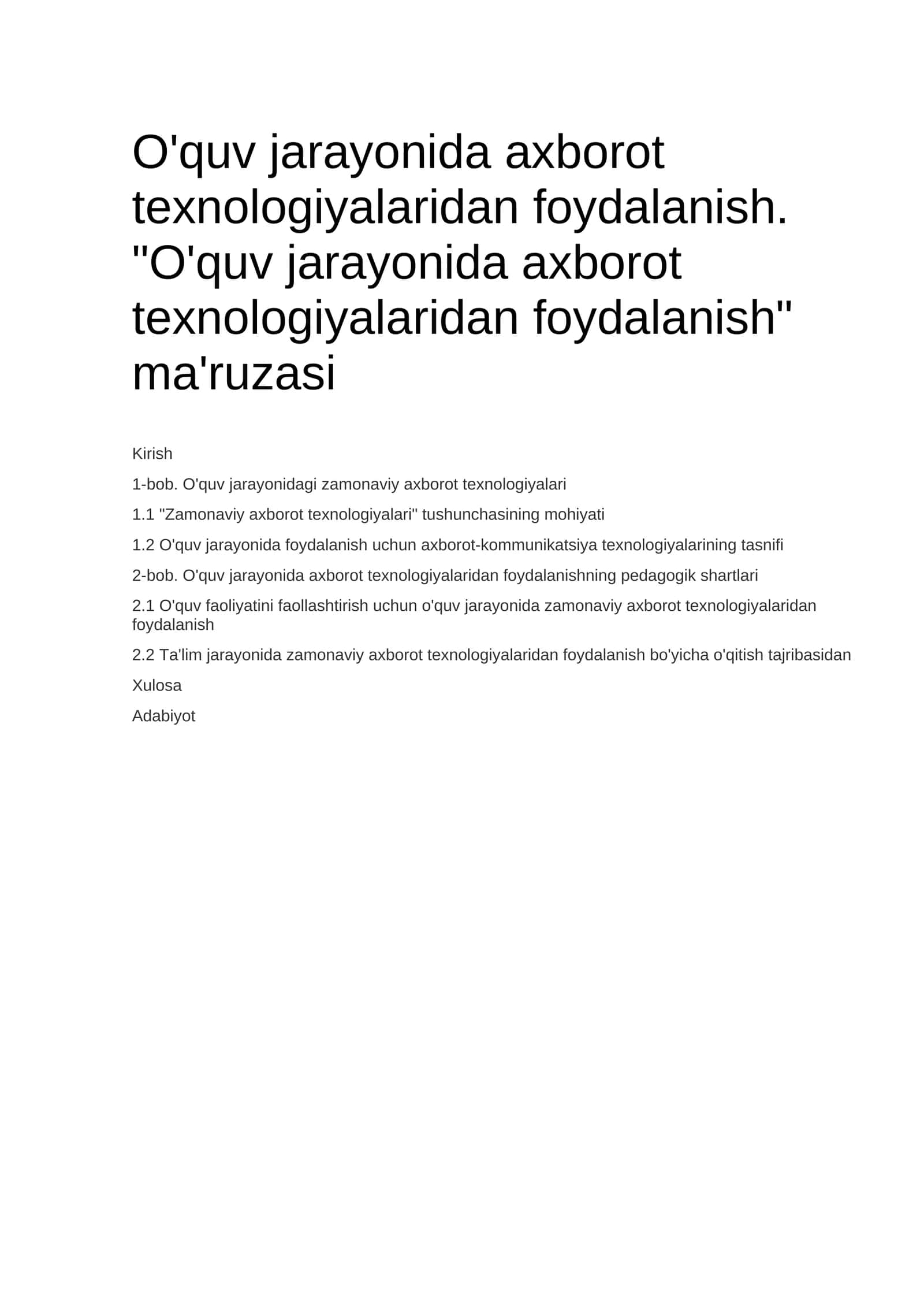 O'quv jarayonida axborot texnologiyalaridan foydalanish