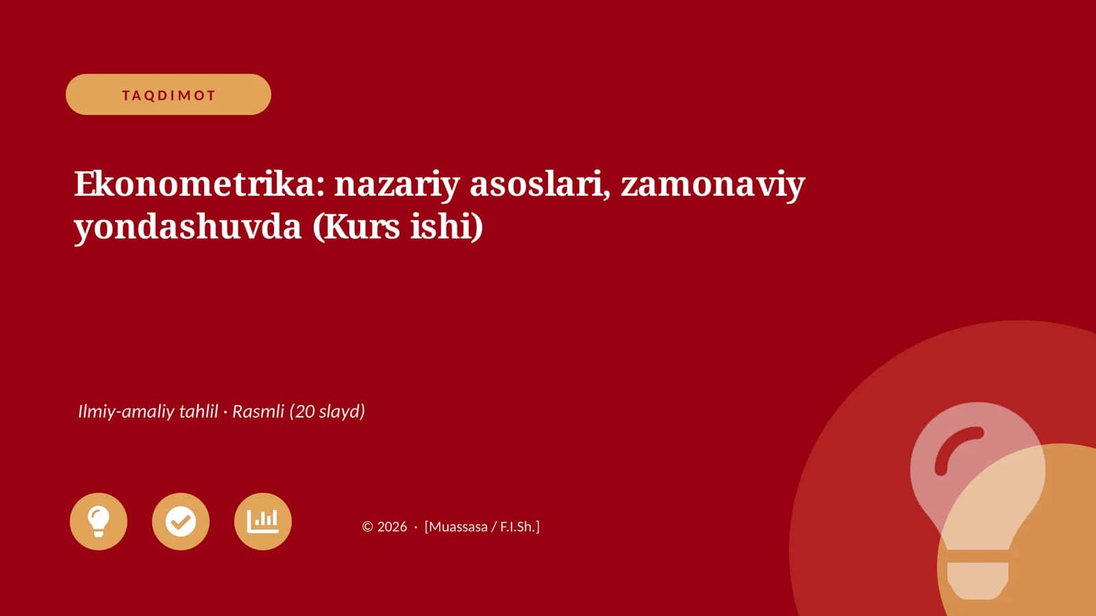Ekonometrika: nazariy asoslari, zamonaviy yondashuvda (Kurs ishi)