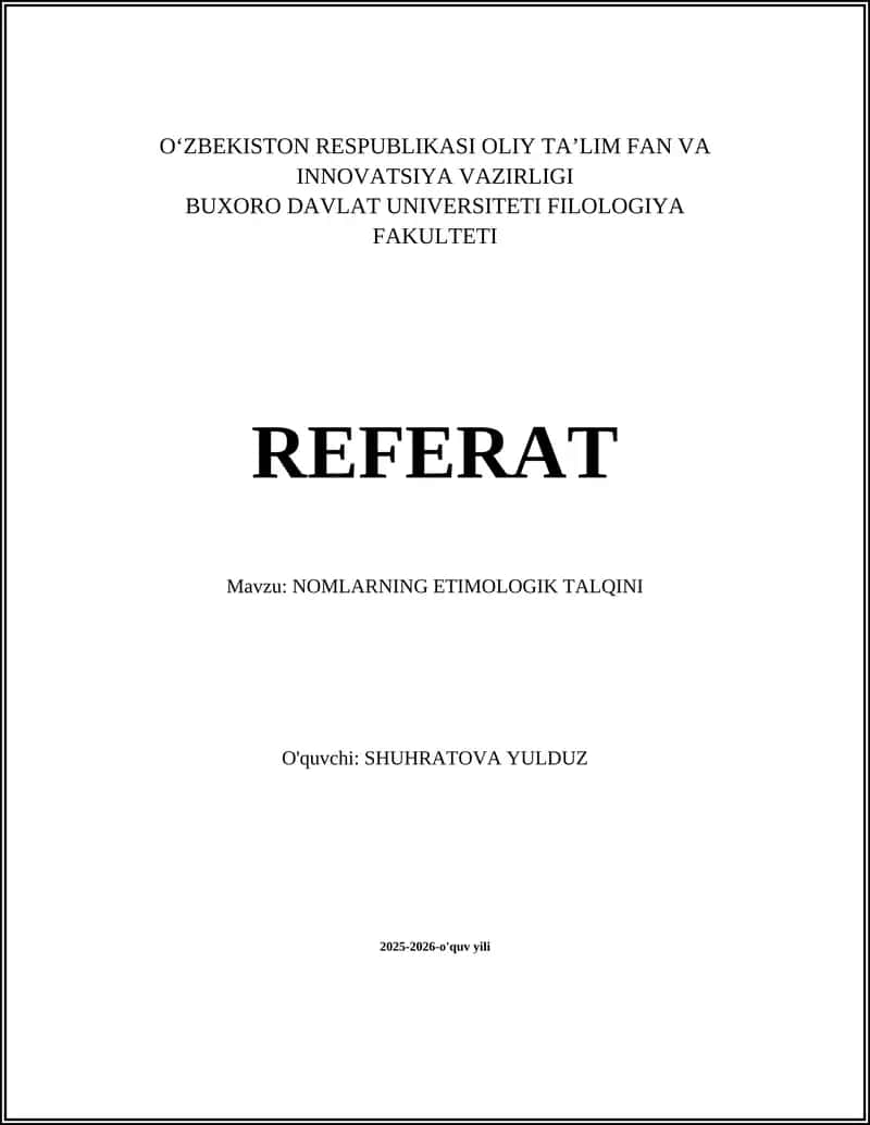 NOMLARNING ETIMOLOGIK TALQINI