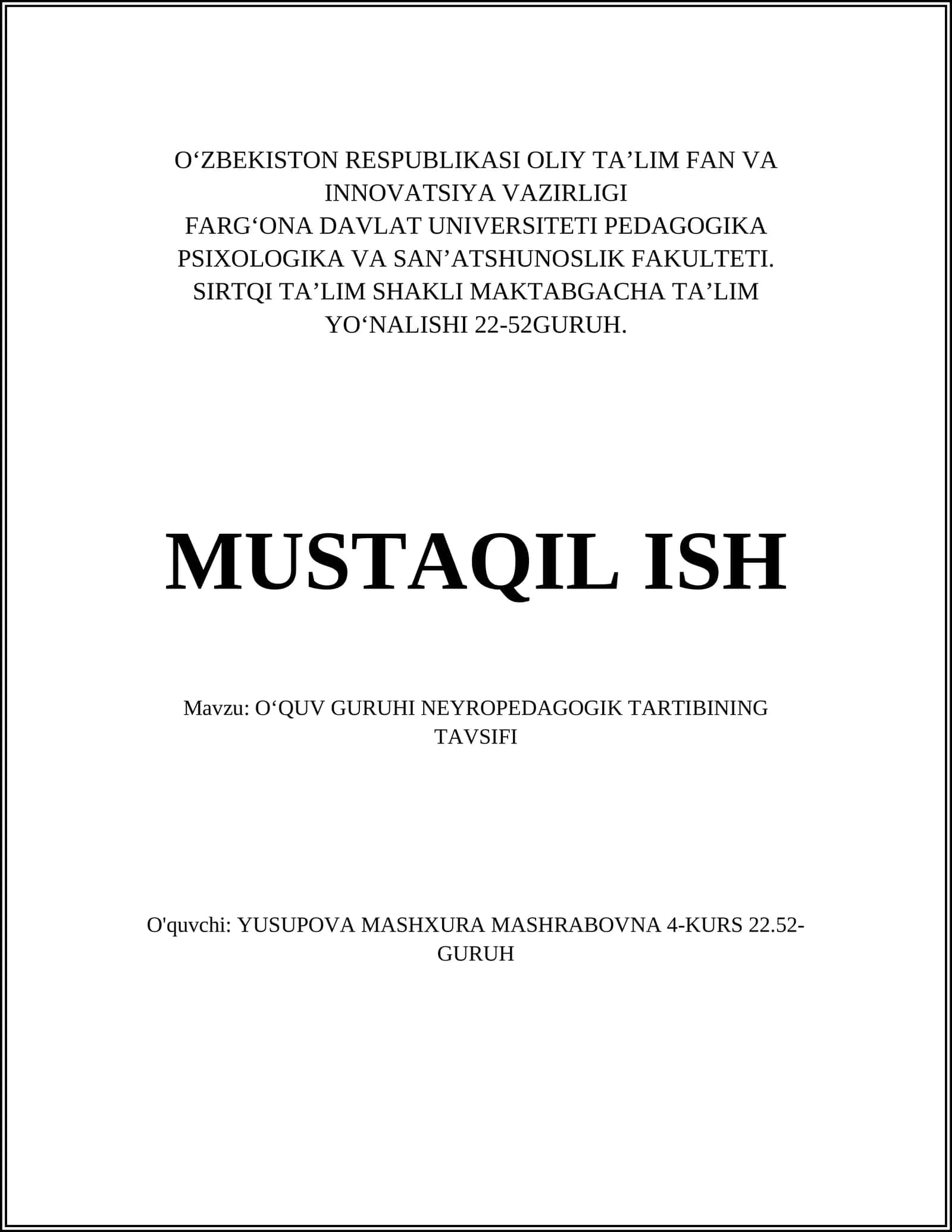 Neyropedagogik tartib
