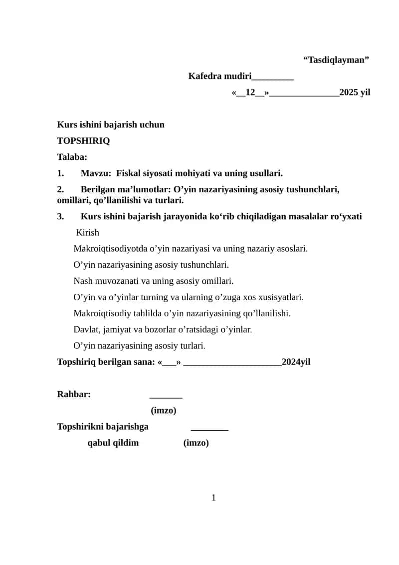 Fiskal siyosati mohiyati va uning usullari