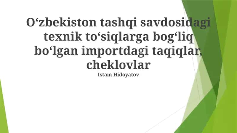 Import Taqiq va Cheklovlar