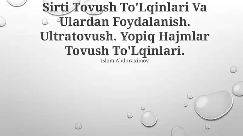 Yopiq Hajmlar Tovush To'Lqinlari