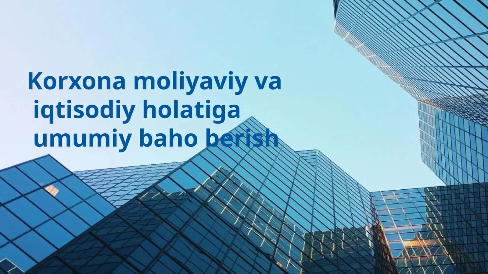 Korxona moliyaviy va iqtisodiy holatiga umumiy baho berish