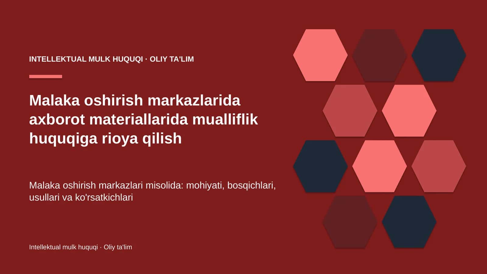 malaka oshirish markazlarida axborot materiallarida mualliflik huquqiga rioya qilish 5596