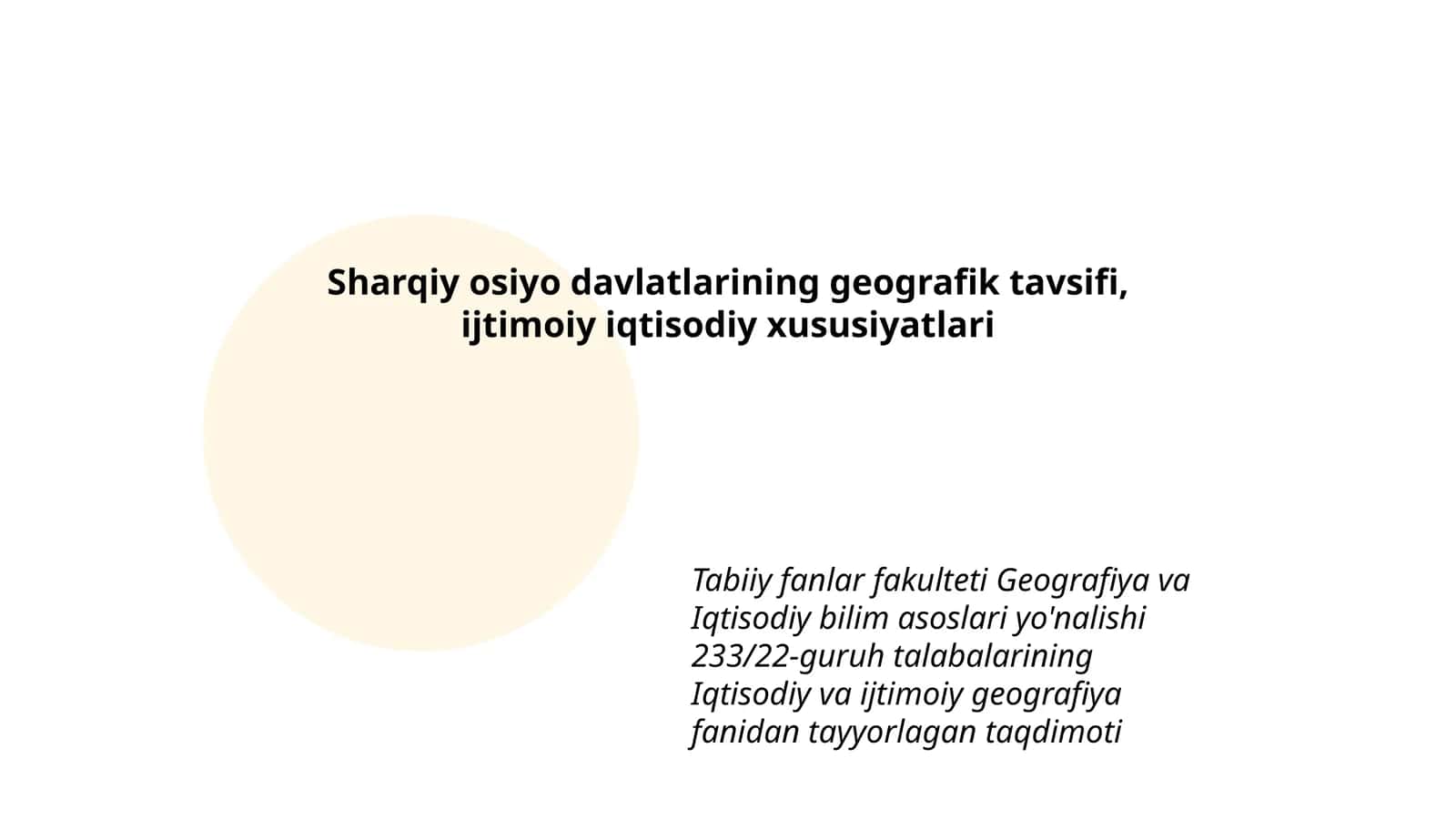 Sharqiy osiyo davlatlarining geografik tavsifi, ijtimoiy iqtisodiy xususiyatlari