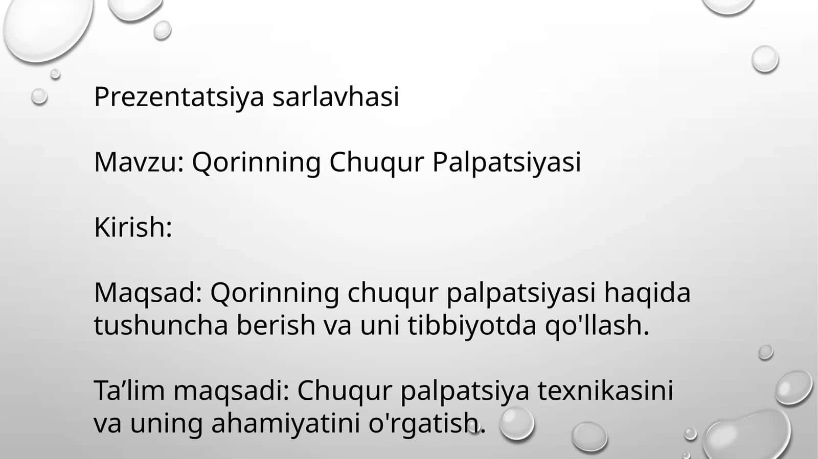 Qorinning Chuqur Palpatsiyasi