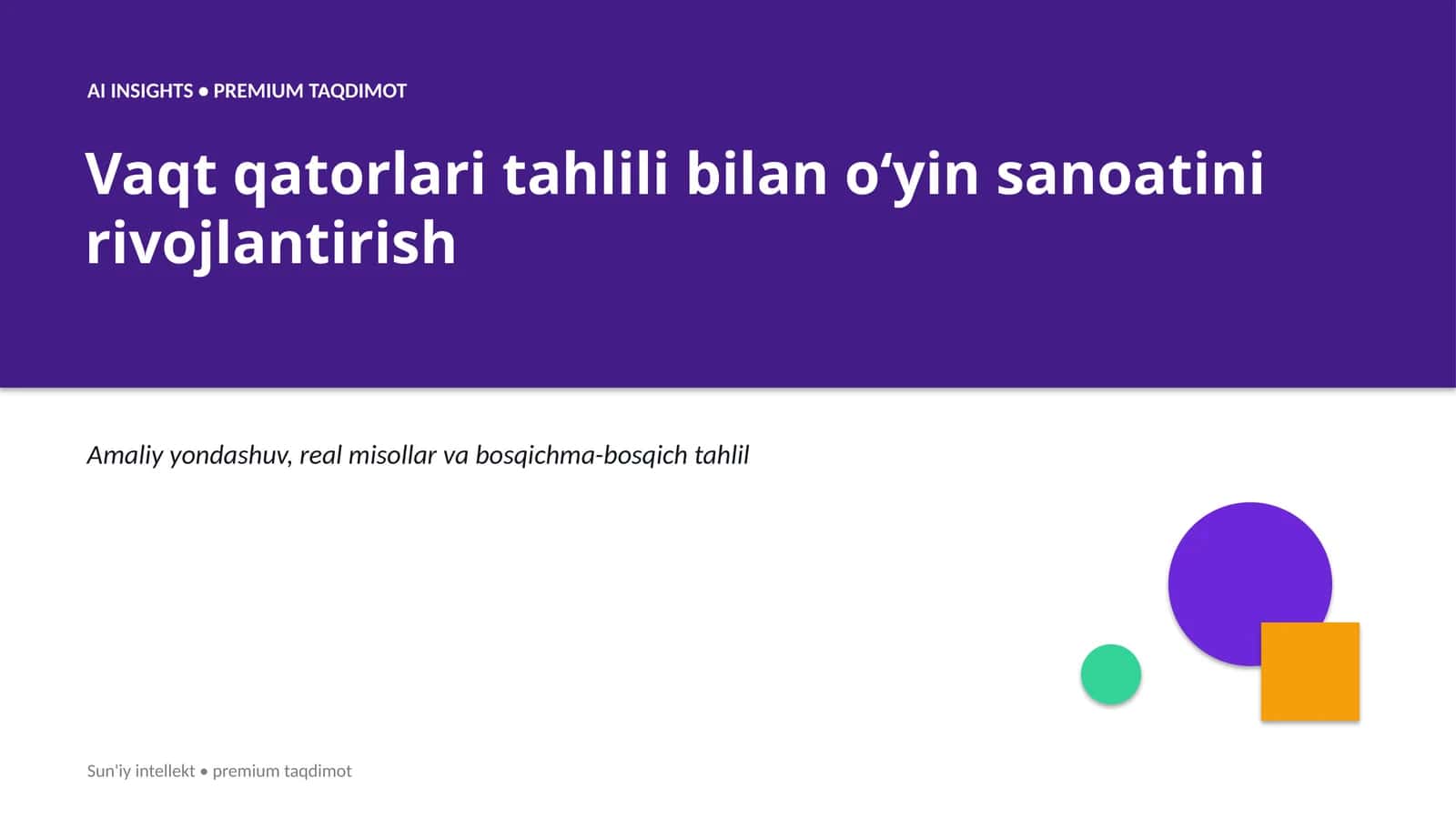 Vaqt qatorlari tahlili bilan oʻyin sanoatini rivojlantirish